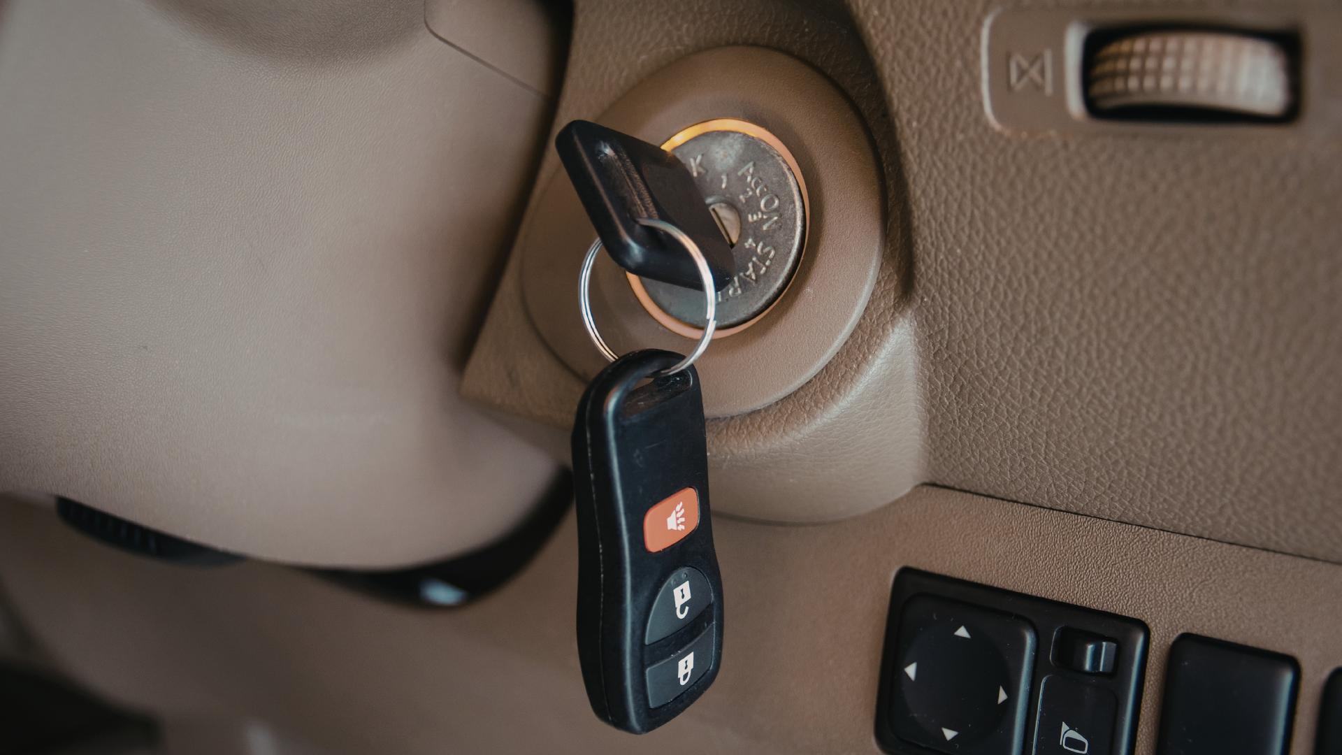 Car key inserted in ignition cylinder — programming required to start